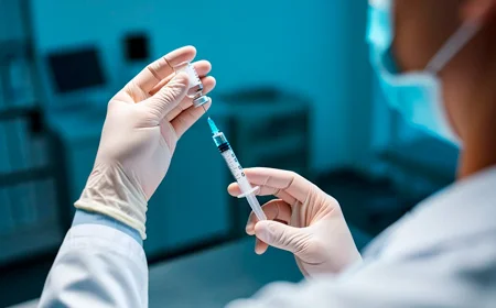 Врач держит шприц в руках